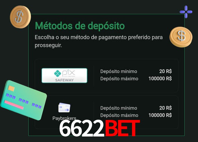 O cassino 6622bet oferece uma grande variedade de métodos de pagamento